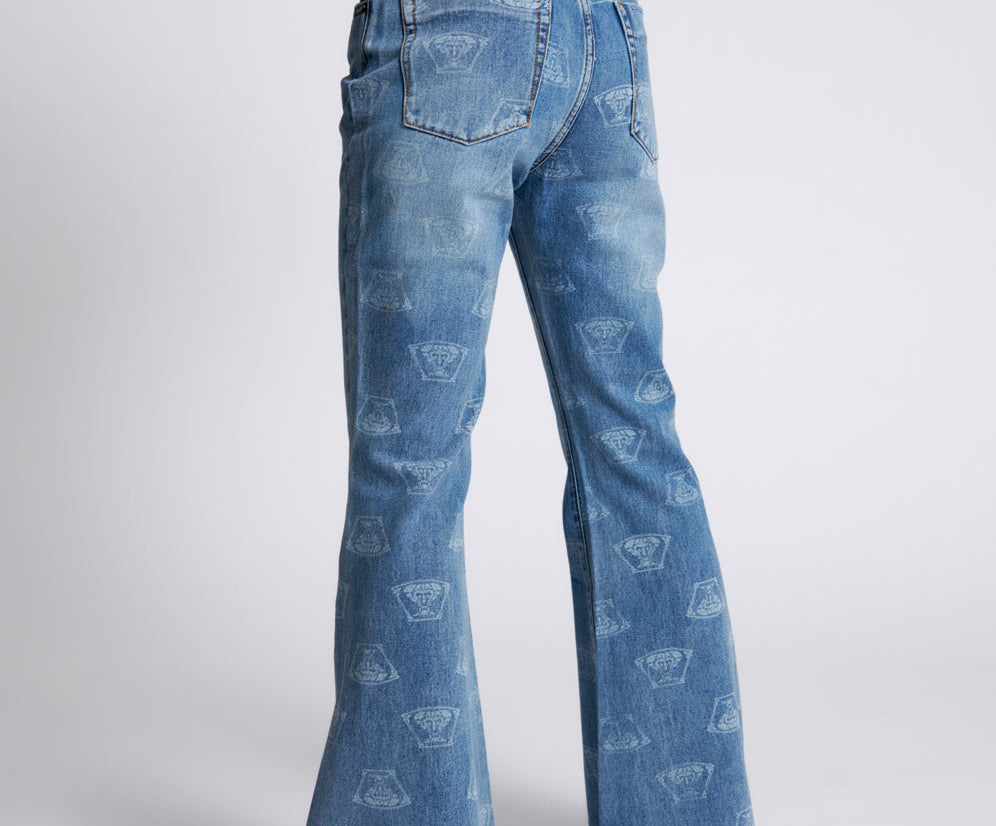 Marines Mid Waist Flared Denim Jeans - Medusa