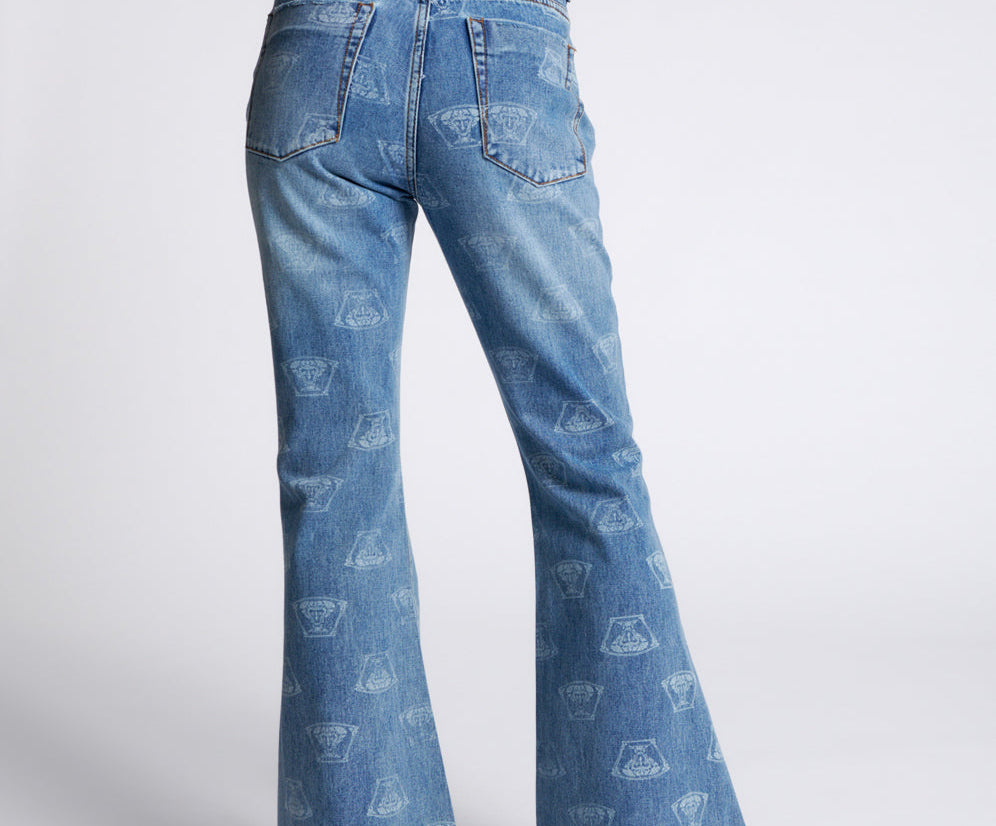 Marines Mid Waist Flared Denim Jeans - Medusa