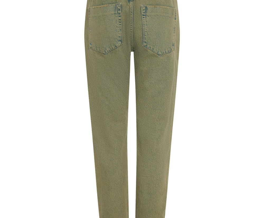 Shabbies Low Waist Drawstring Boyfriend Denim Jeans - Khaki Haze