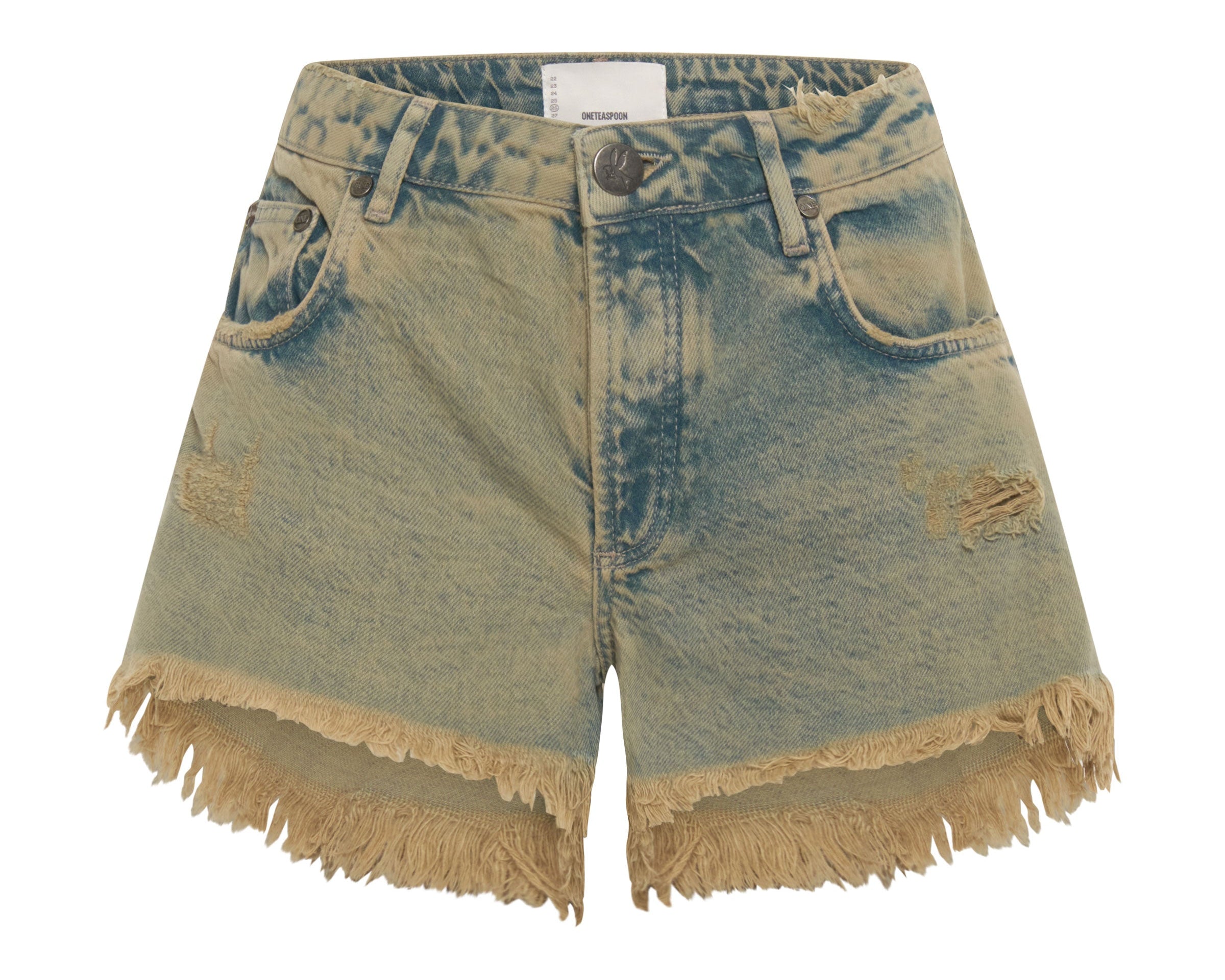Marlons Low Waist Boyfriend Denim Shorts - Khaki Haze