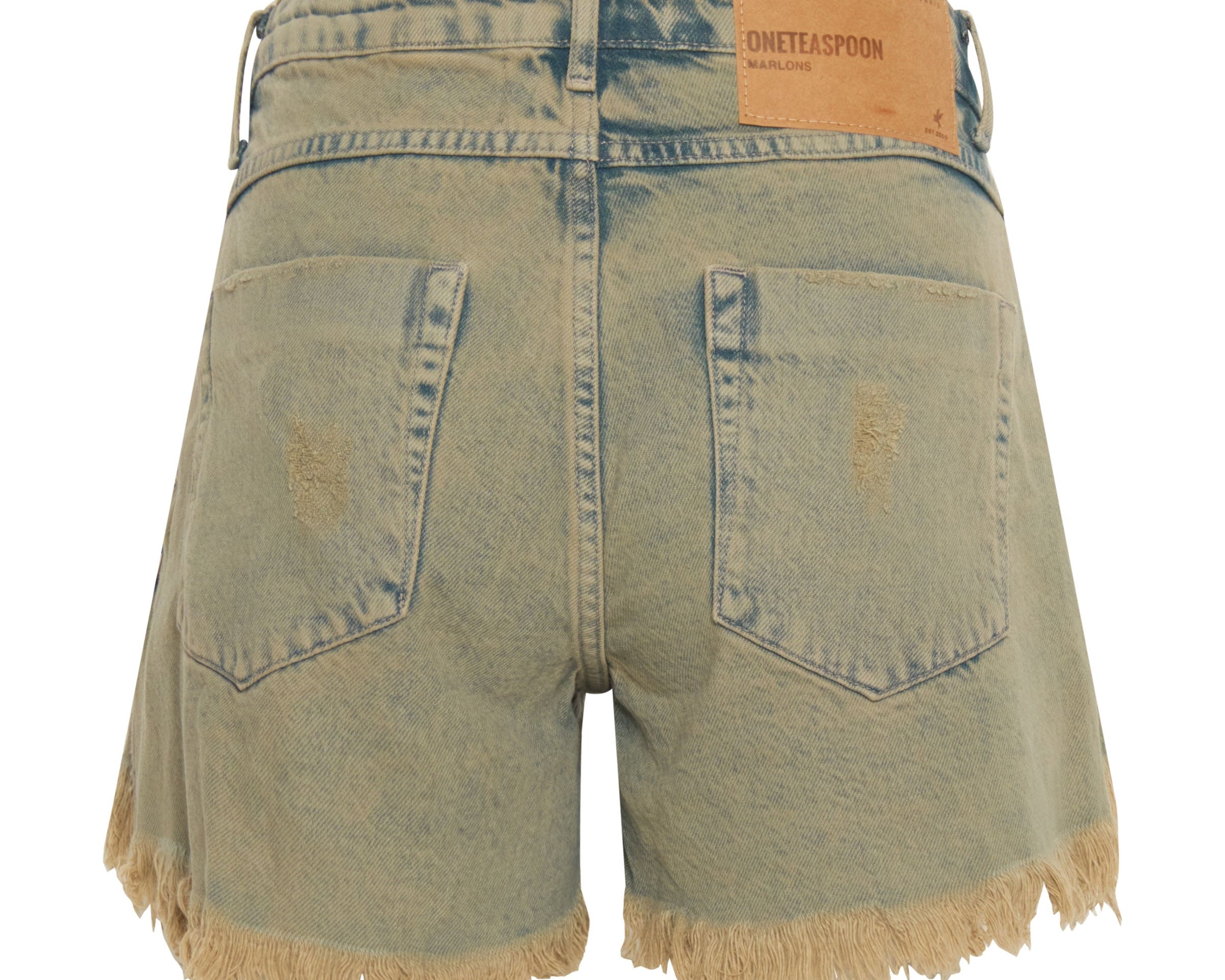 Marlons Low Waist Boyfriend Denim Shorts - Khaki Haze