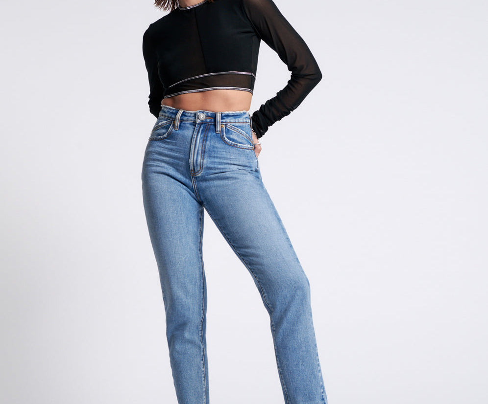 Legends High Waist Straight Leg Denim Jeans - Berlin Blue