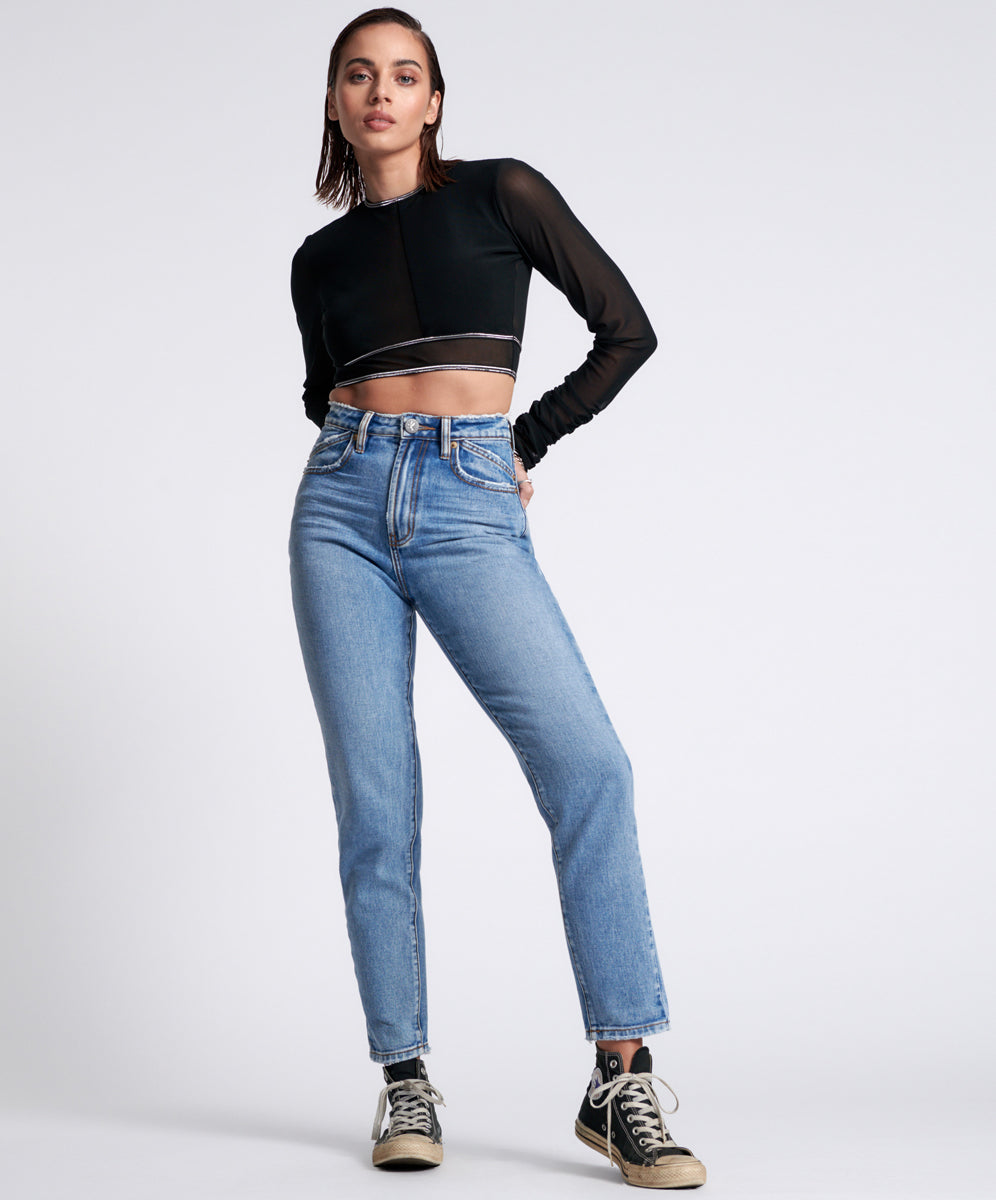 Products Legends High Waist Straight Leg Denim Jeans - Berlin Blue