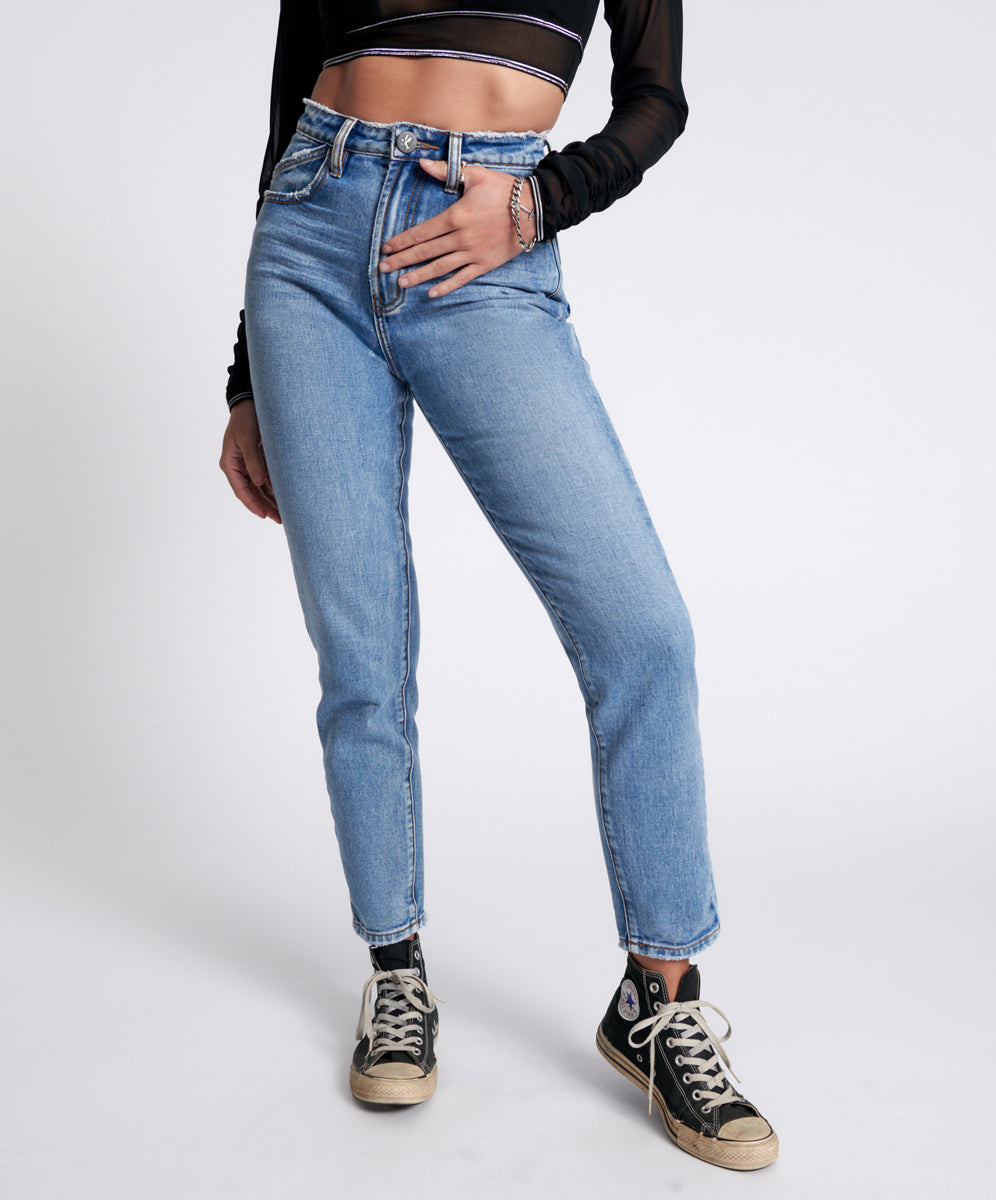 Products Legends High Waist Straight Leg Denim Jeans - Berlin Blue