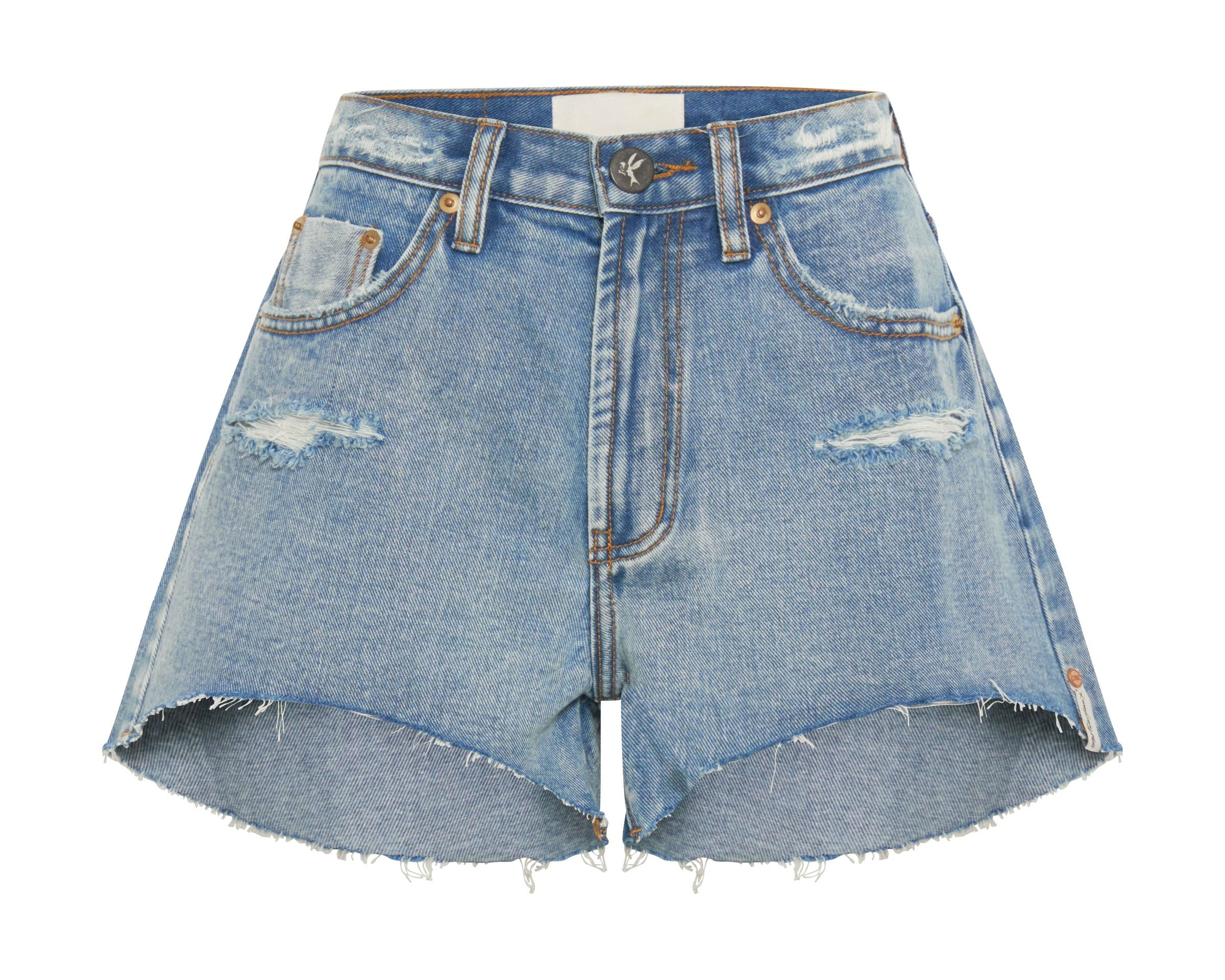Truckers Mid Waist Relaxed Denim Shorts - Berlin Blue
