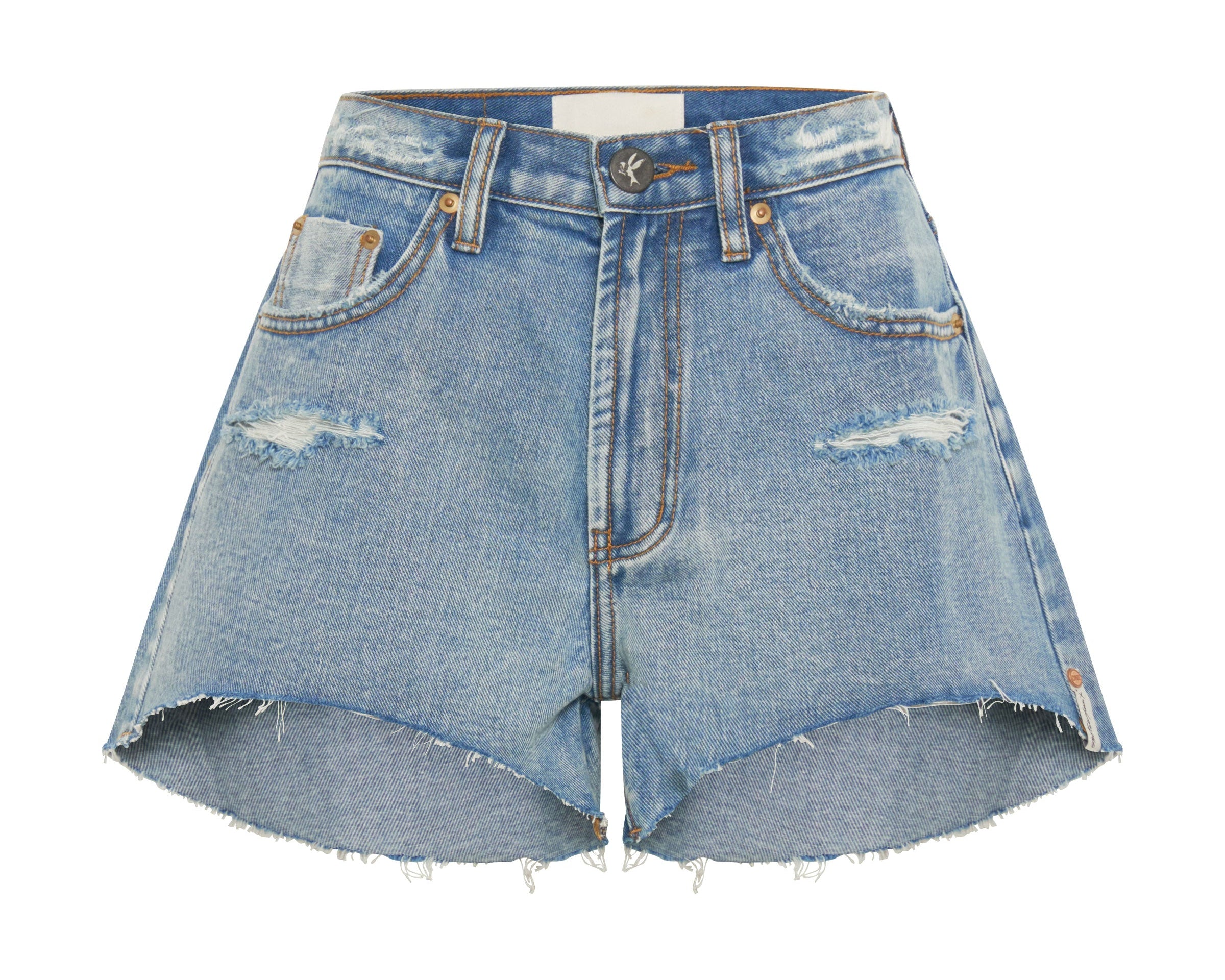 BERLIN BLUE TRUCKERS MID WAIST RELAXED SHORTS BLUE