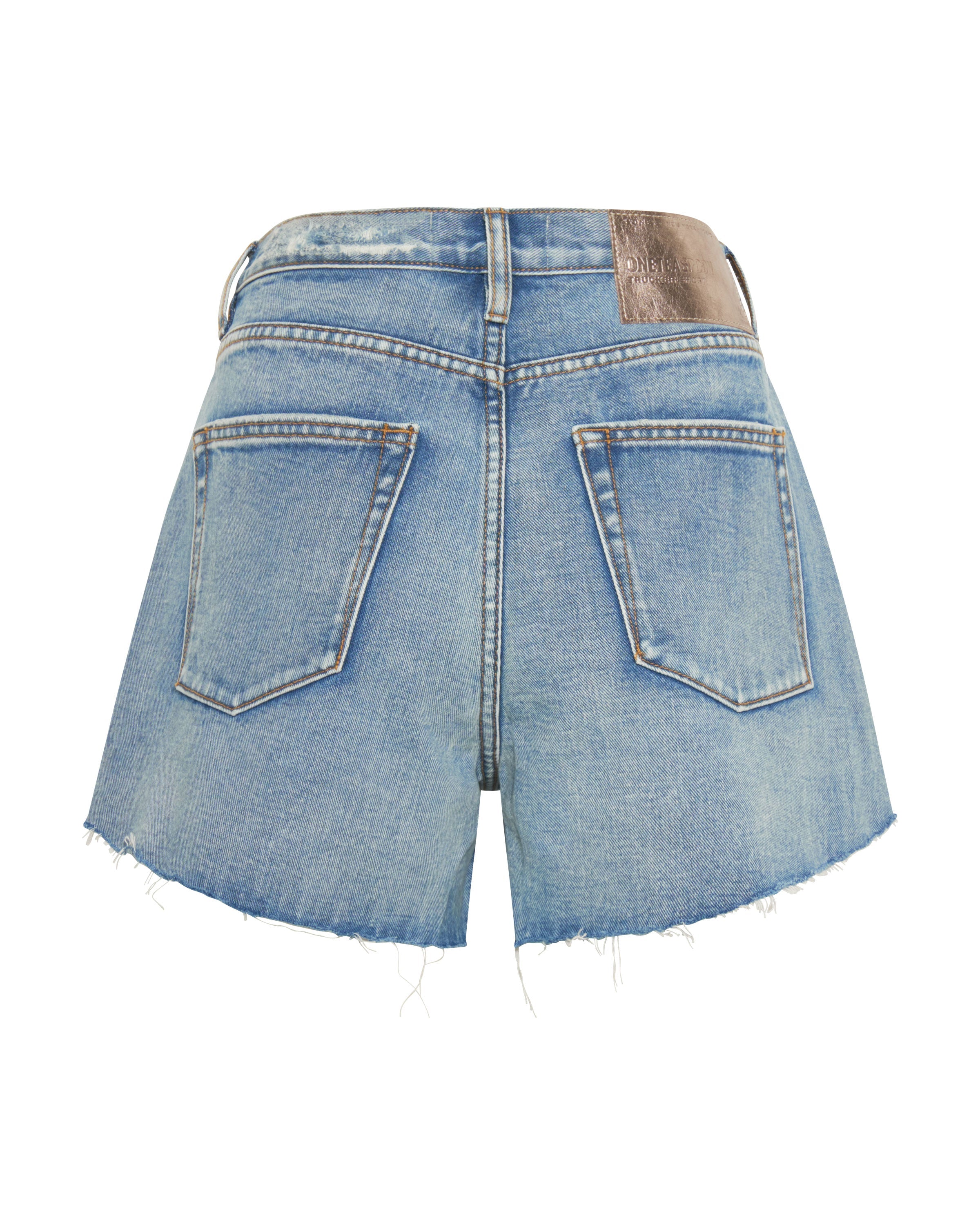 Truckers Mid Waist Relaxed Denim Shorts - Berlin Blue | One