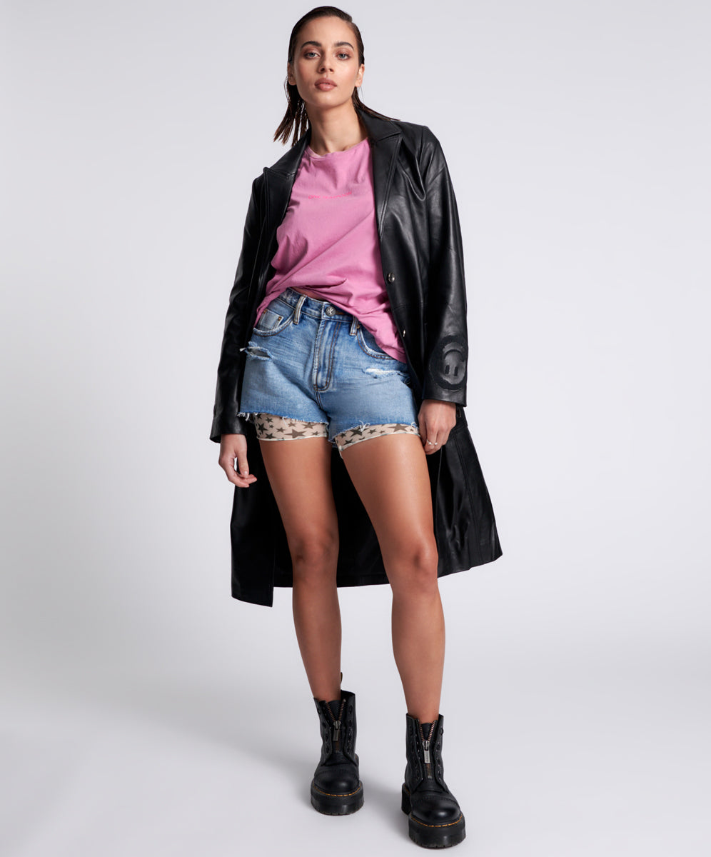 Products Truckers Mid Waist Relaxed Denim Shorts - Berlin Blue