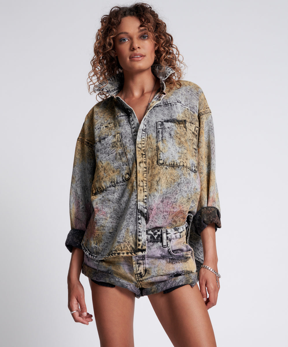 Products Bandits Low Waist Denim Shorts - Sunset Acid
