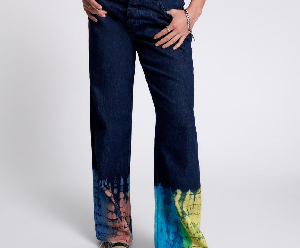 Jackson Mid Waist Wide Leg Denim Jeans - Paint Dipped