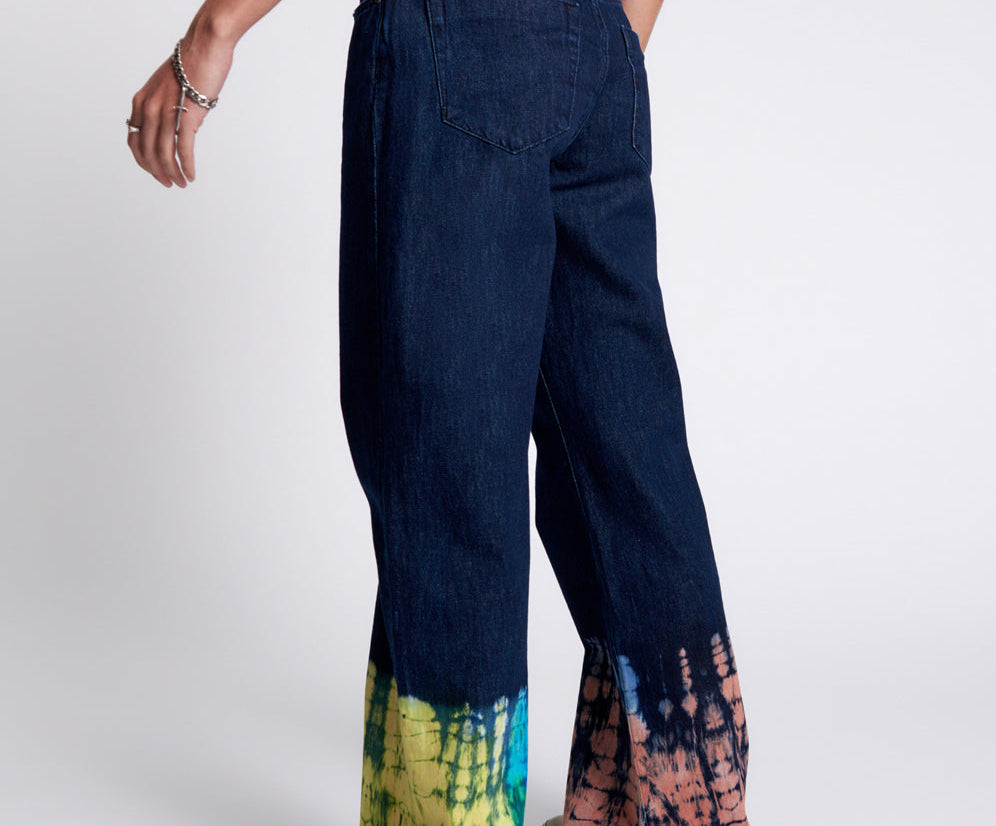 Jackson Mid Waist Wide Leg Denim Jeans - Paint Dipped