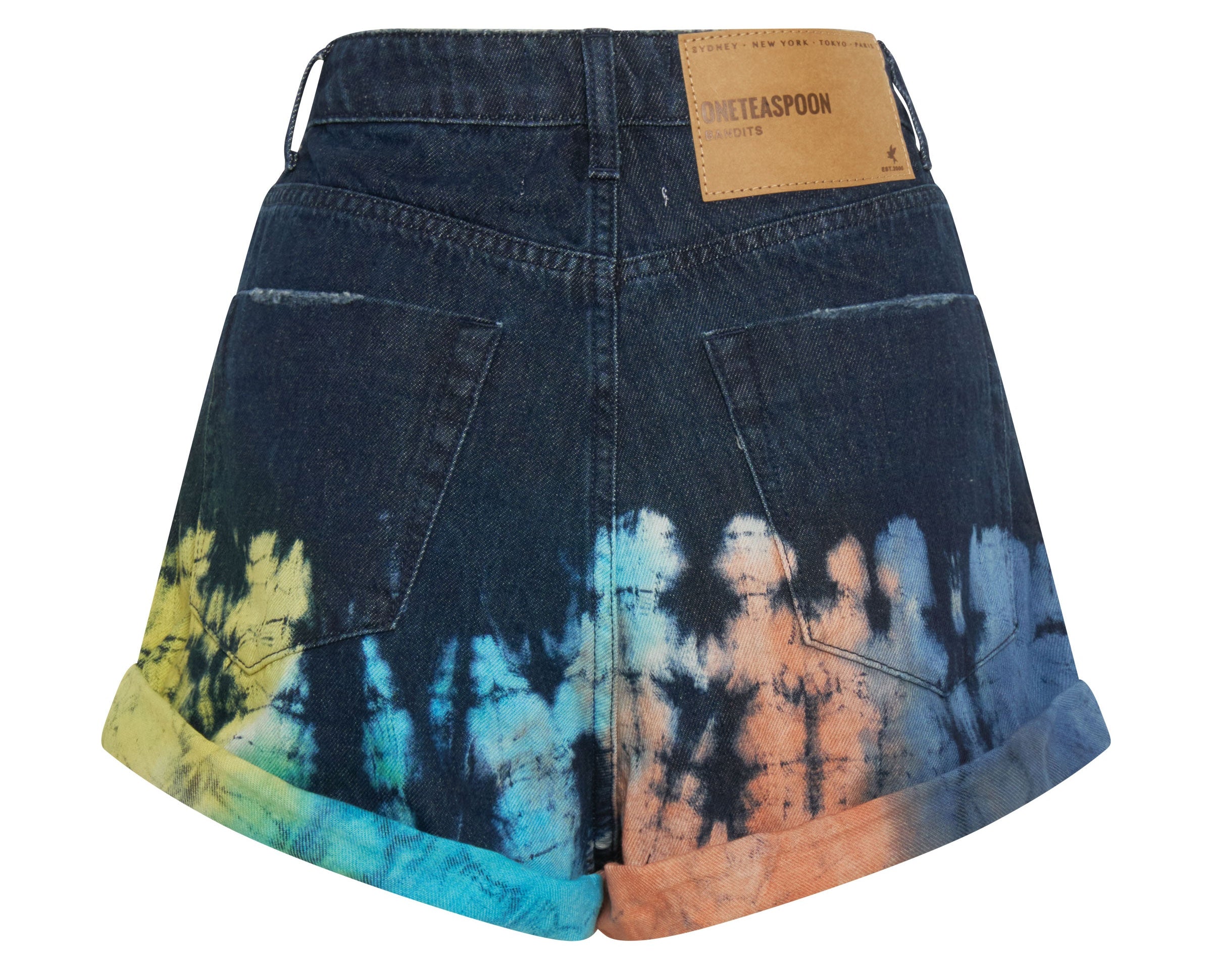 Bandits High Waist Denim Shorts - Paint Dipped Blue