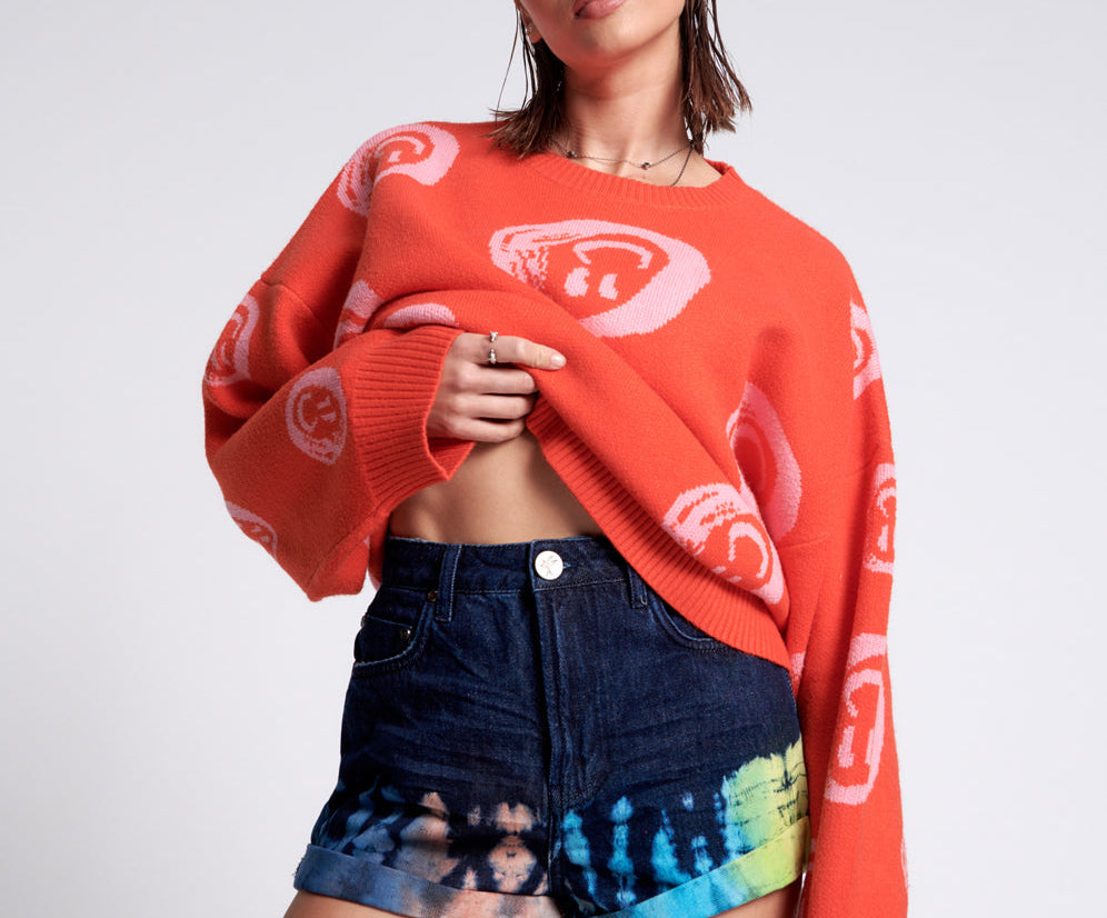Bandits High Waist Denim Shorts - Paint Dipped Blue