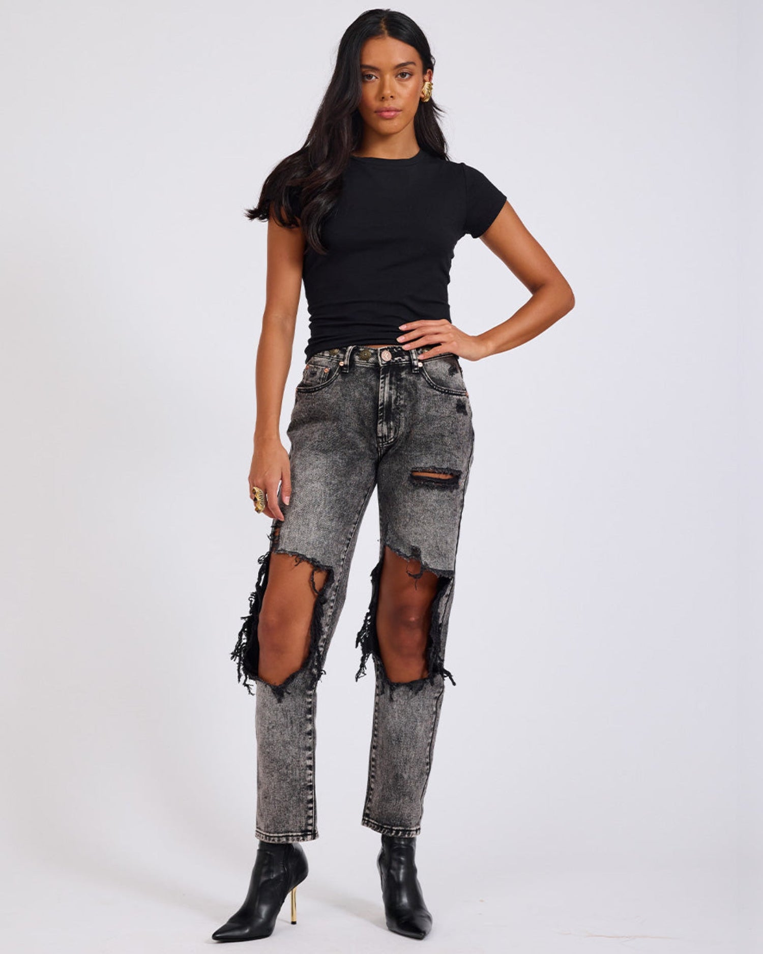Awesome Baggies Jeans Awesome Baggies High Waist Straight Leg Denim Jeans - Rodeo Grey
