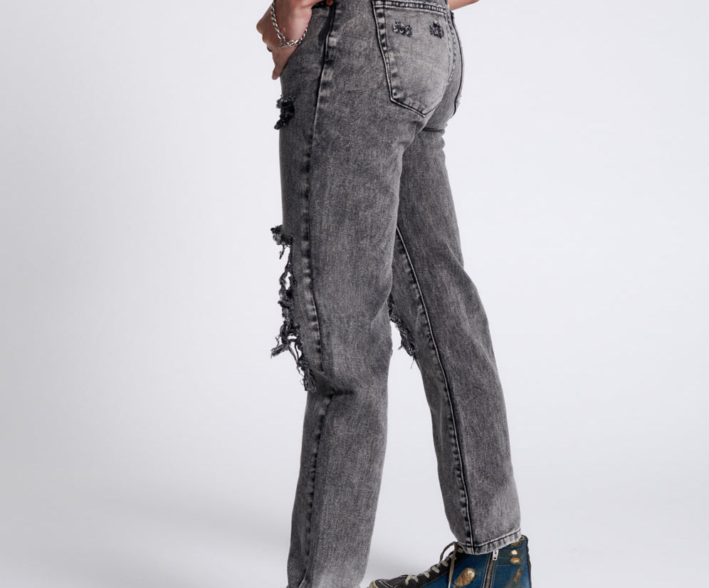 RODEO GREY HIGH WAIST AWESOME BAGGIES DENIM JEANS