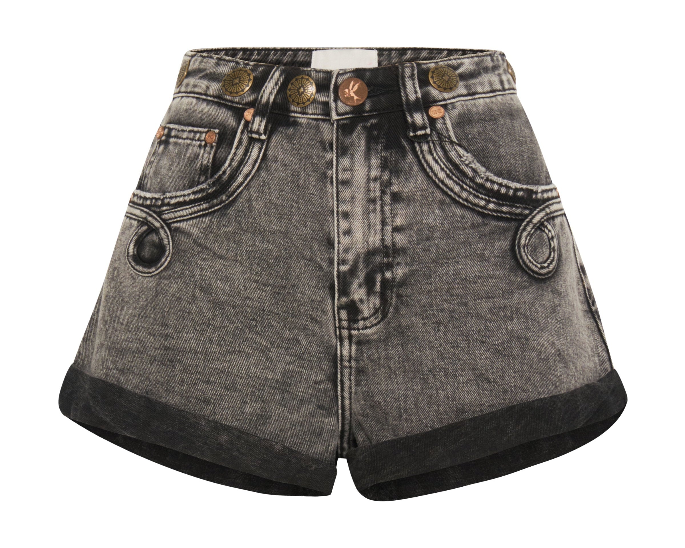 Bandits High Waist Denim Shorts - Rodeo Grey