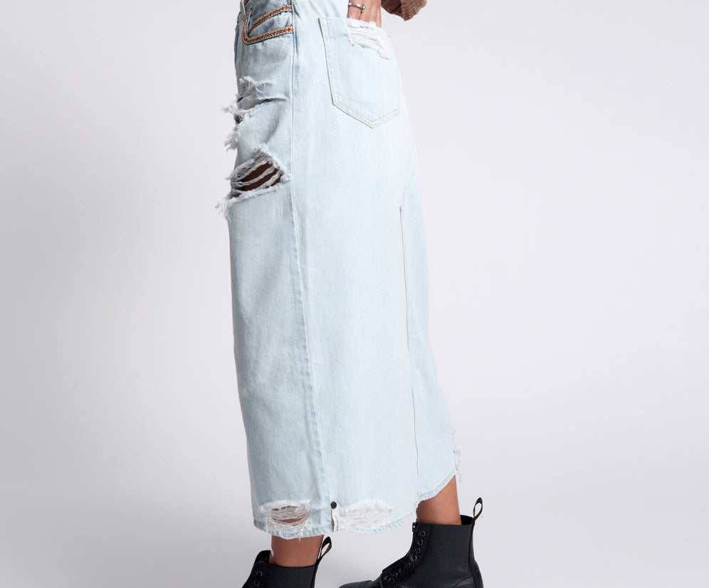 ANGEL BLUE ROCKO LONG LENGTH DENIM SKIRT