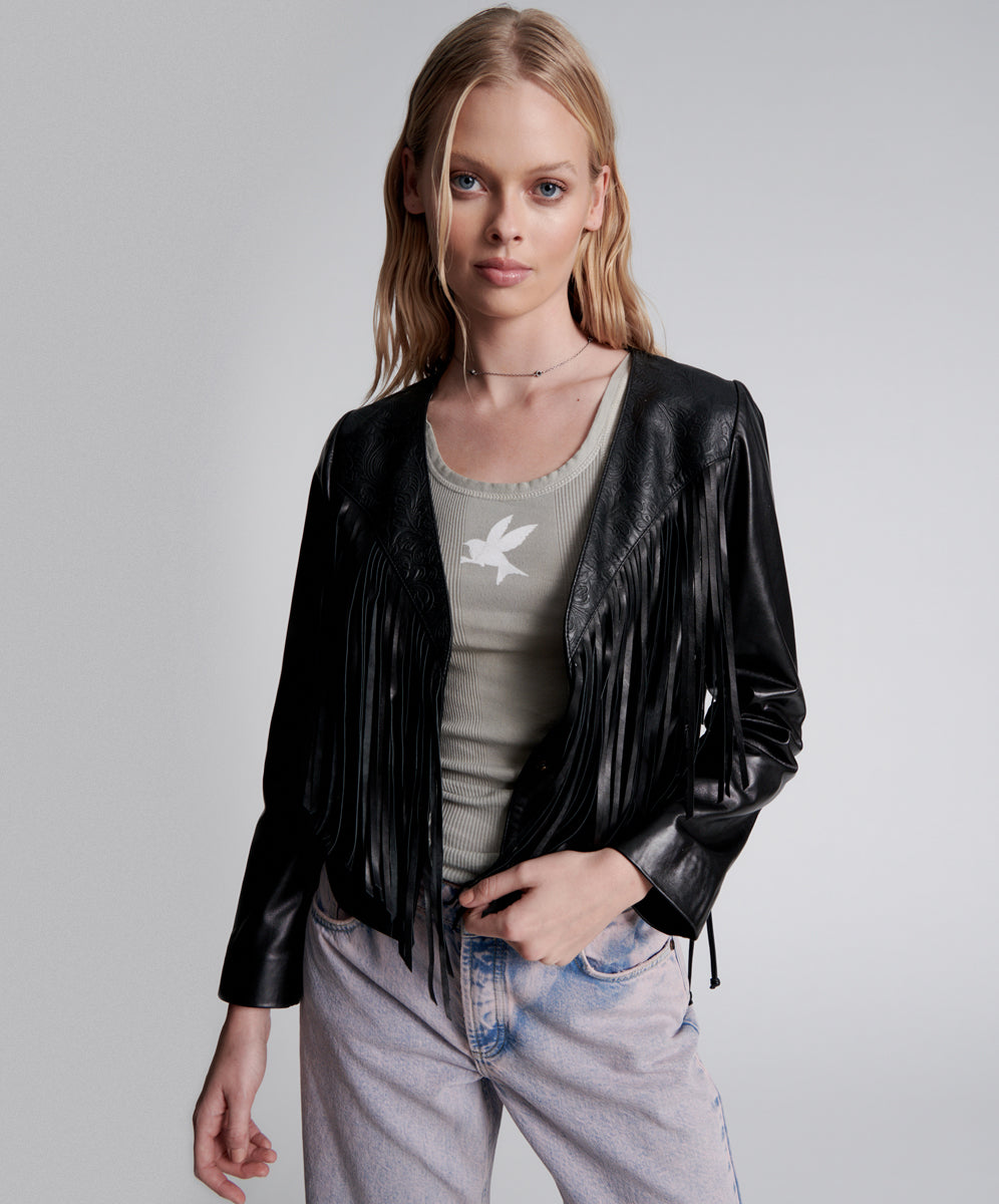 Products WANDERER FRINGED LEATHER JACKET