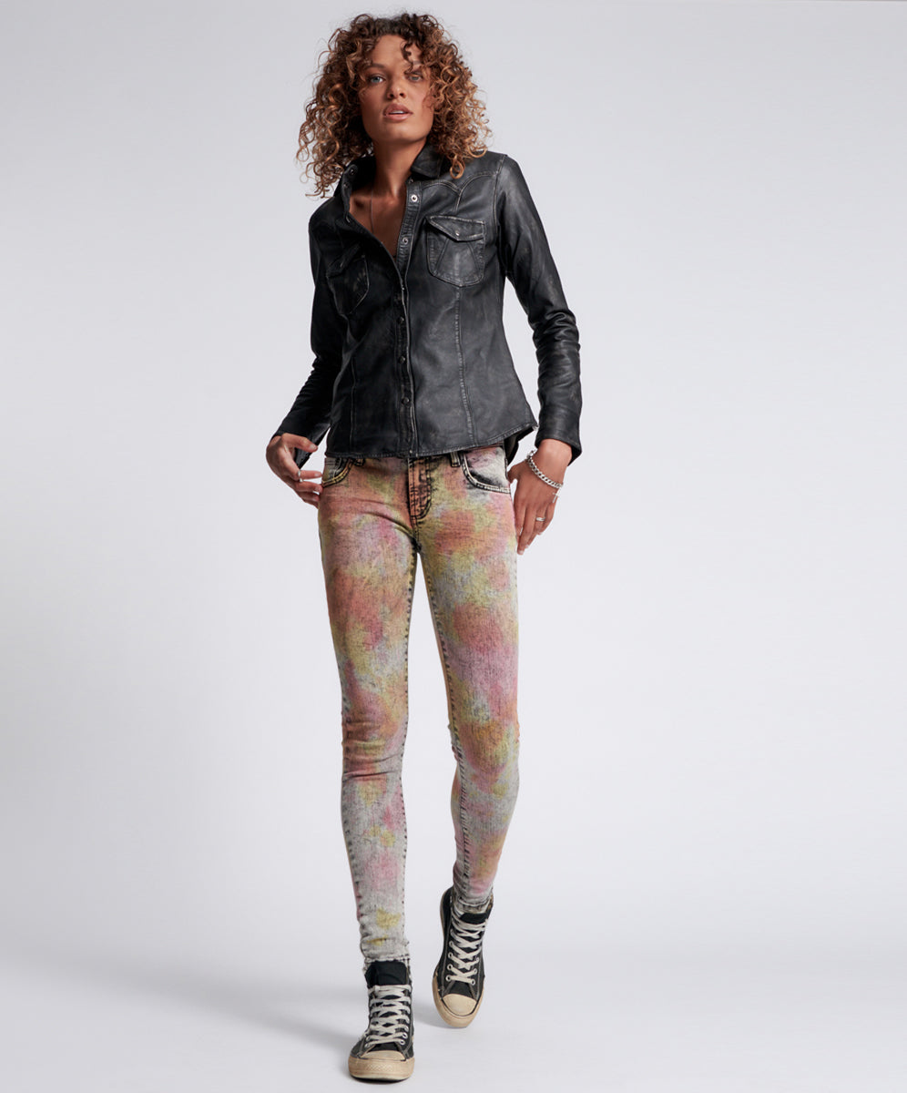 Products Freebirds Ii Low Waist Stretch Skinny Denim Jeans - Sunset Acid