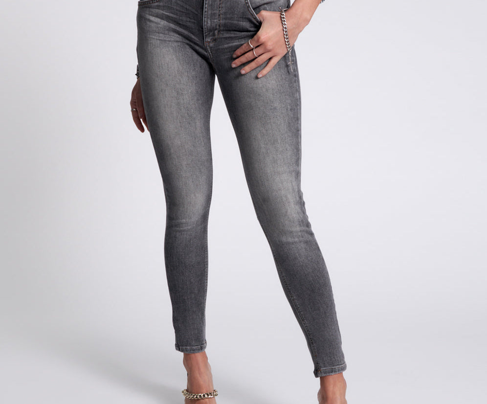 Freebirds Ii High Waist Stretch Skinny Denim Jeans - Acid Grey