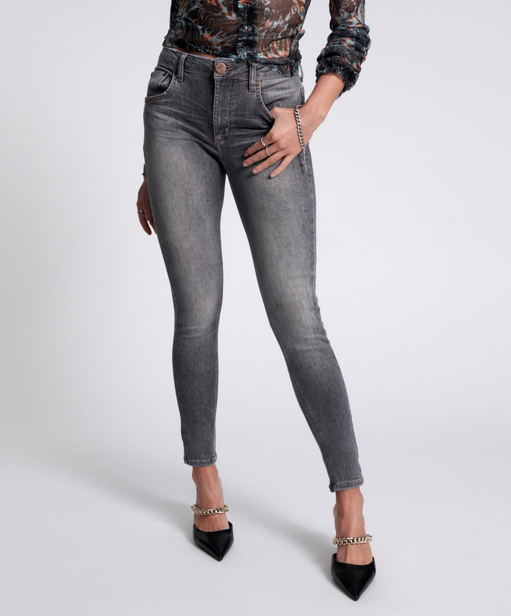 Products Freebirds Ii High Waist Stretch Skinny Denim Jeans - Acid Grey
