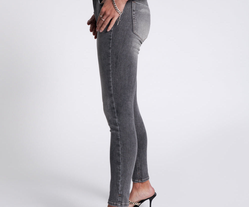 Freebirds Ii High Waist Stretch Skinny Denim Jeans - Acid Grey