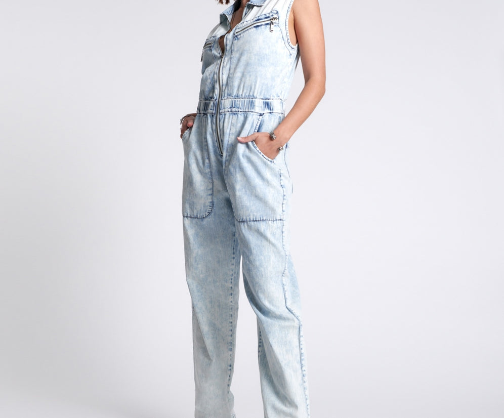 BLACK LIGHTNING SLEEVELESS OLIVIA AVIATOR JUMPSUIT
