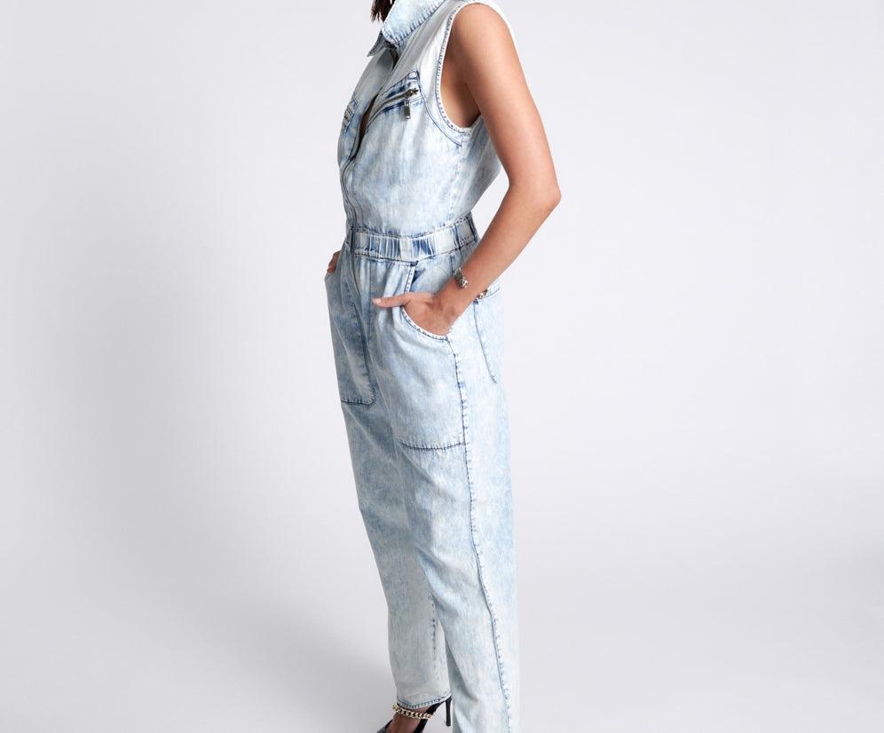 BLACK LIGHTNING SLEEVELESS OLIVIA AVIATOR JUMPSUIT
