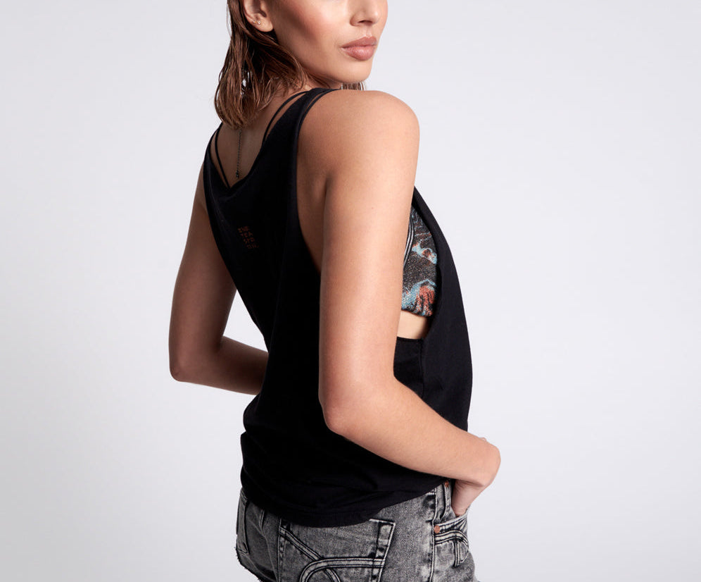 BLACK STONE ORGANIC LOGO BARELY THERE TANK