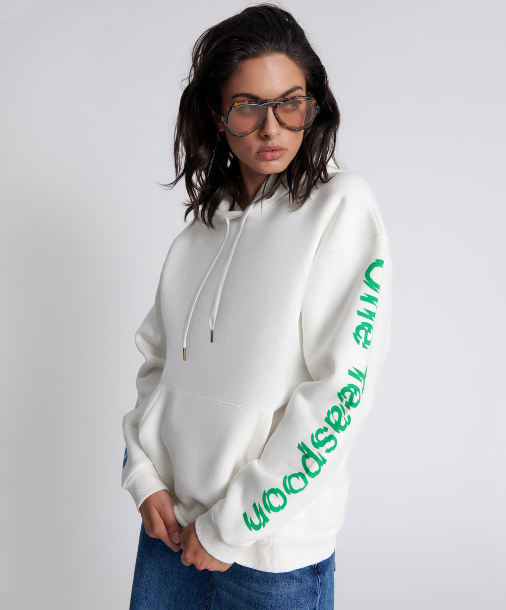 Black Friday Women's Hoodies Sale - Up to 70% off Get Physical Oversized Sweater Hoody - White