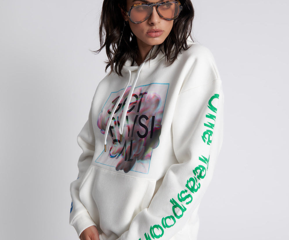 Get Physical Oversized Sweater Hoody - White