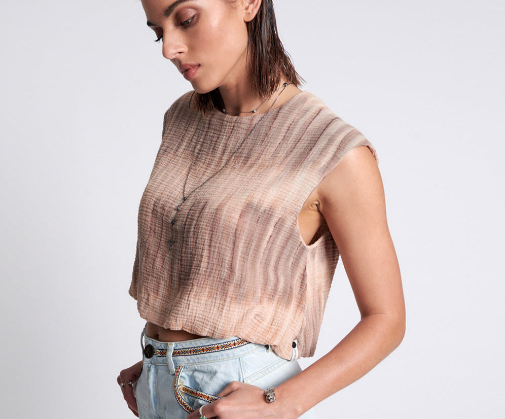 Hand Dyed Backless Bubble Top - Acid Sky