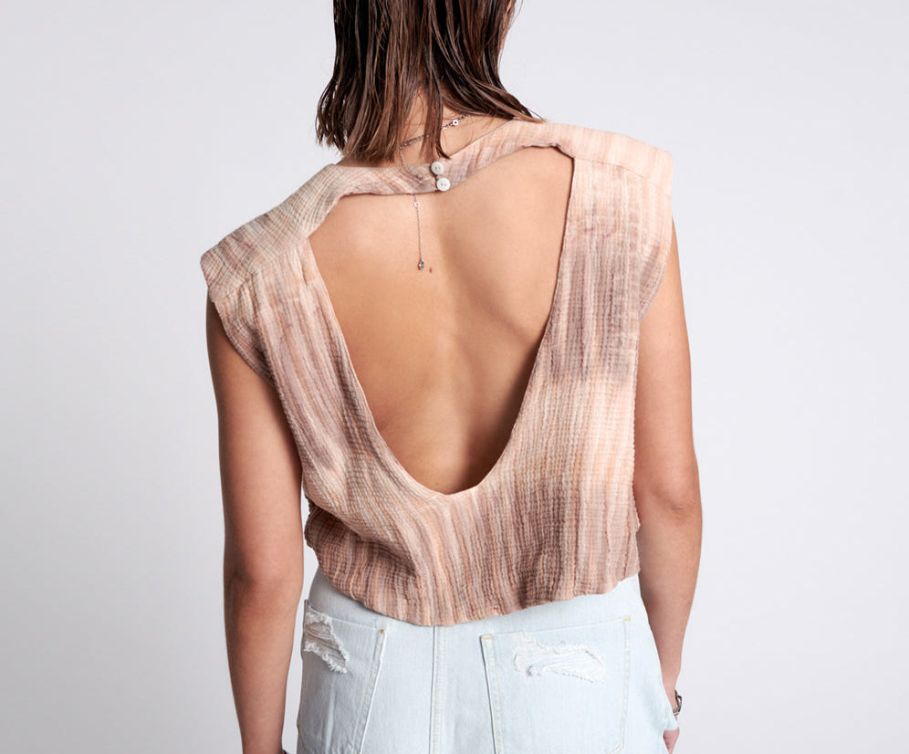 Hand Dyed Backless Bubble Top - Acid Sky