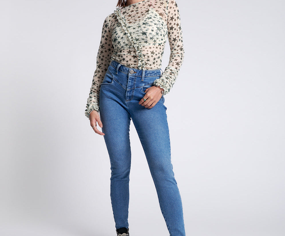 Preachers High Waist Skinny Stretch Denim Jeans - Pacifica