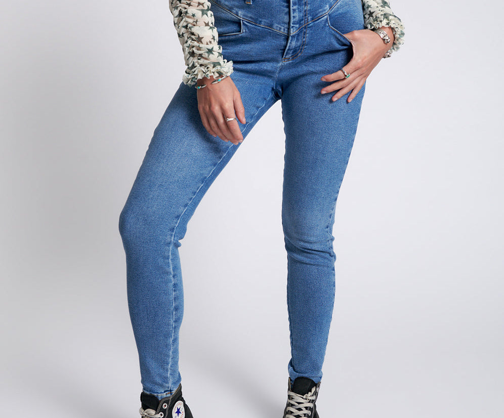 Preachers High Waist Skinny Stretch Denim Jeans - Pacifica
