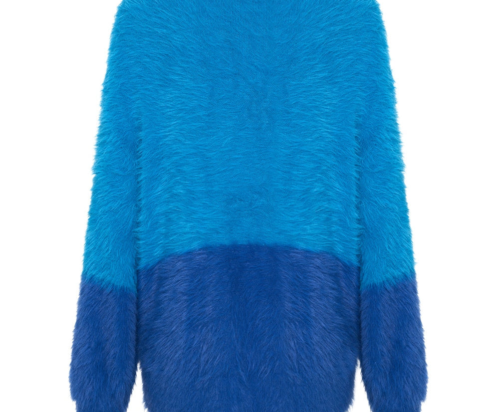 FLUFFY COLOUR BLOCKED SWEATER