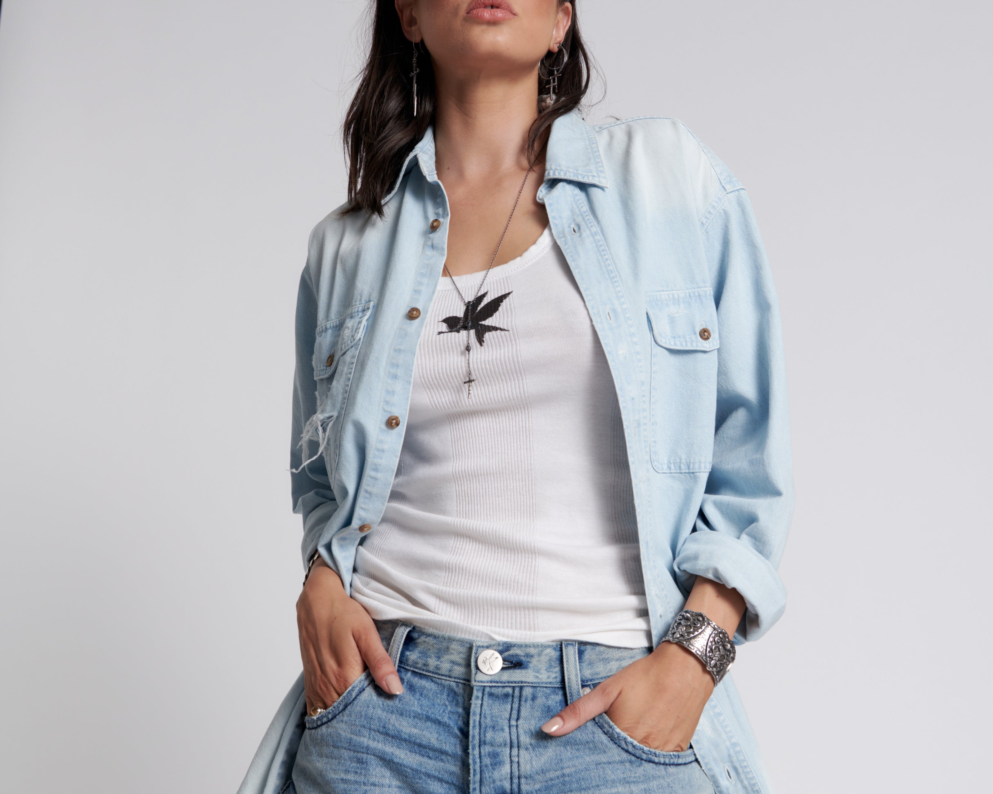 Bandits Low Waist Denim Shorts - Archived Salty Dog Blue