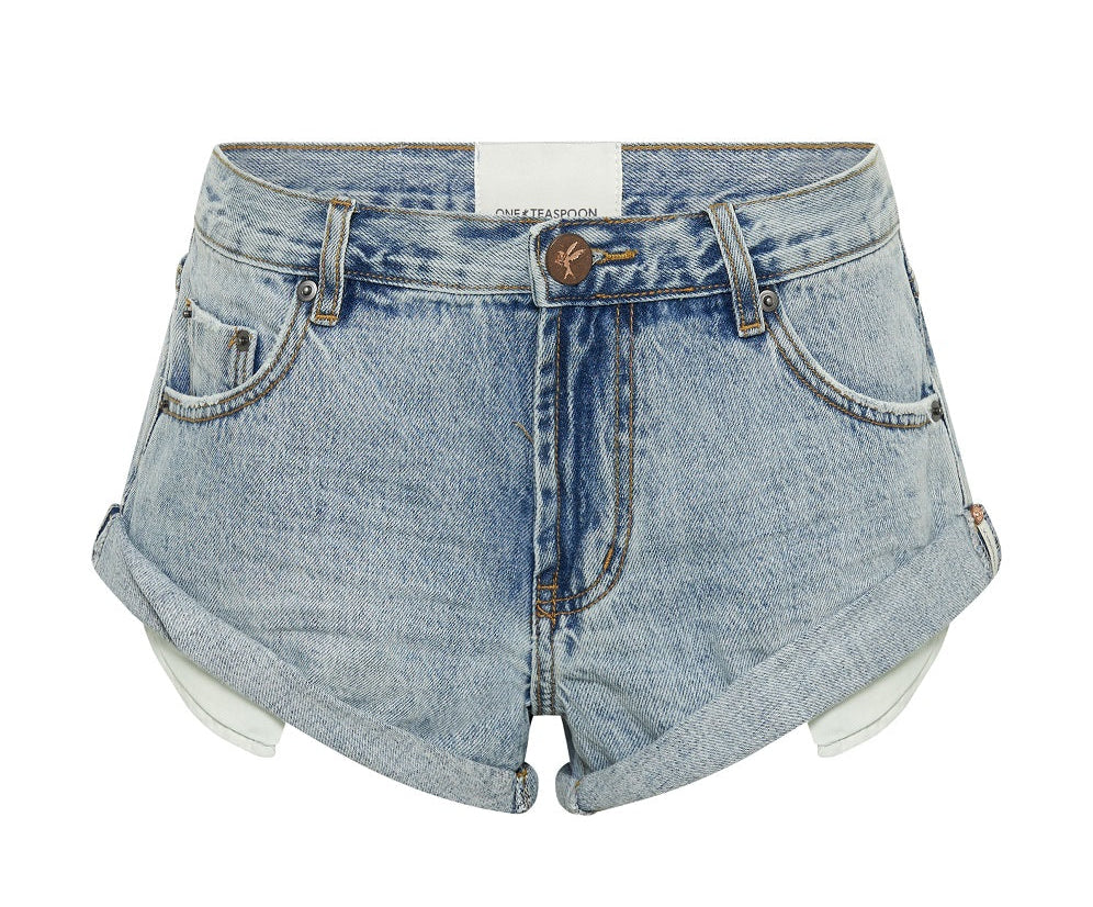 Bandits Low Waist Denim Shorts - Ocean Blue