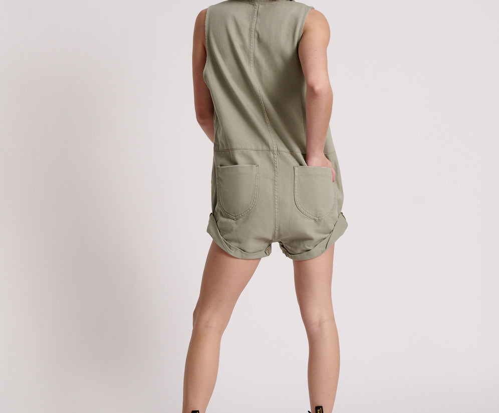 FADED KHAKI MINI BRAXTON JUMPSUIT