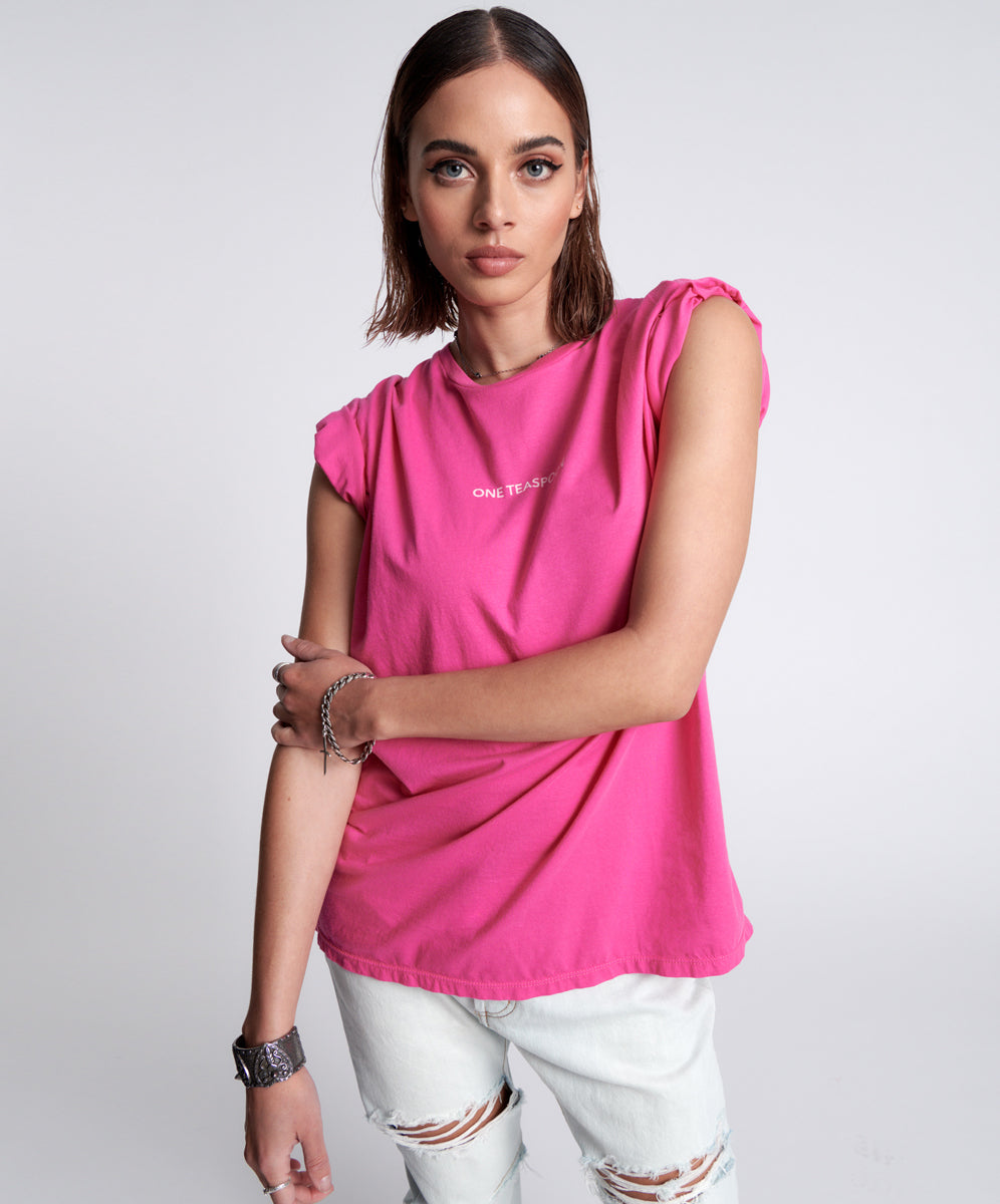 Products ORGANIC FLURO PINK ONETEASPOON LOGO UNISEX TEE