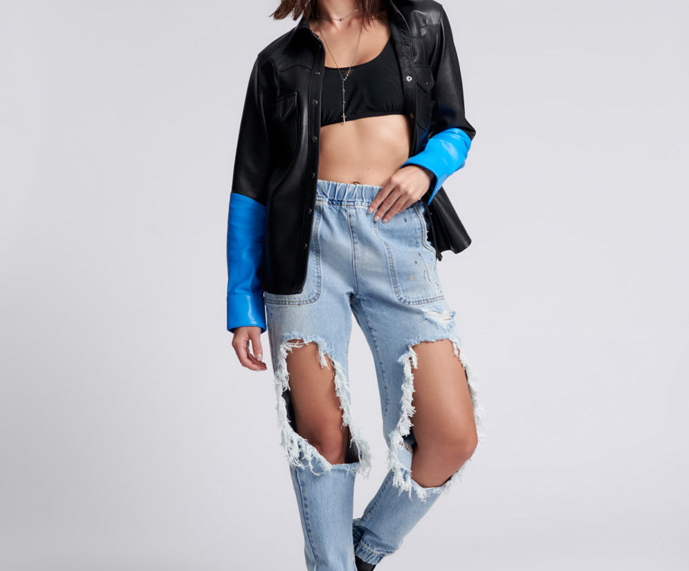 Trackers Mid Waist Jogger Denim Jeans - Fleetwood Artiste
