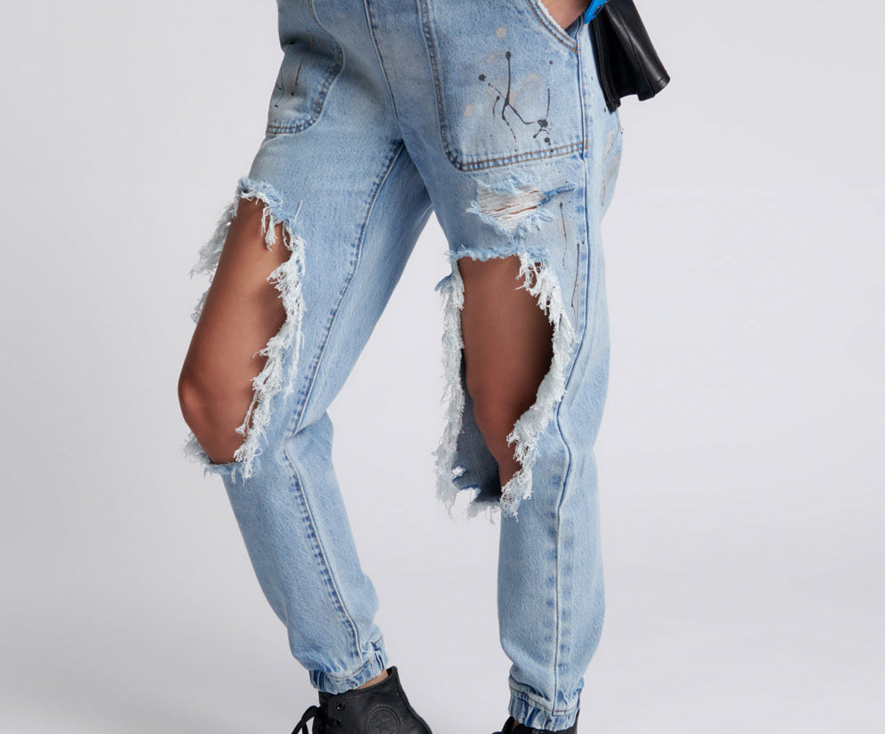 Trackers Mid Waist Jogger Denim Jeans - Fleetwood Artiste