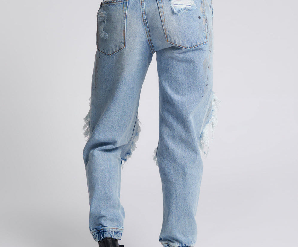 Trackers Mid Waist Jogger Denim Jeans - Fleetwood Artiste