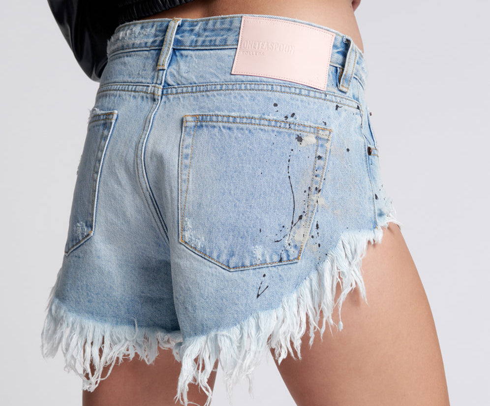 Rollers Low Waist Denim Shorts - Fleetwood Blue Painted Artiste