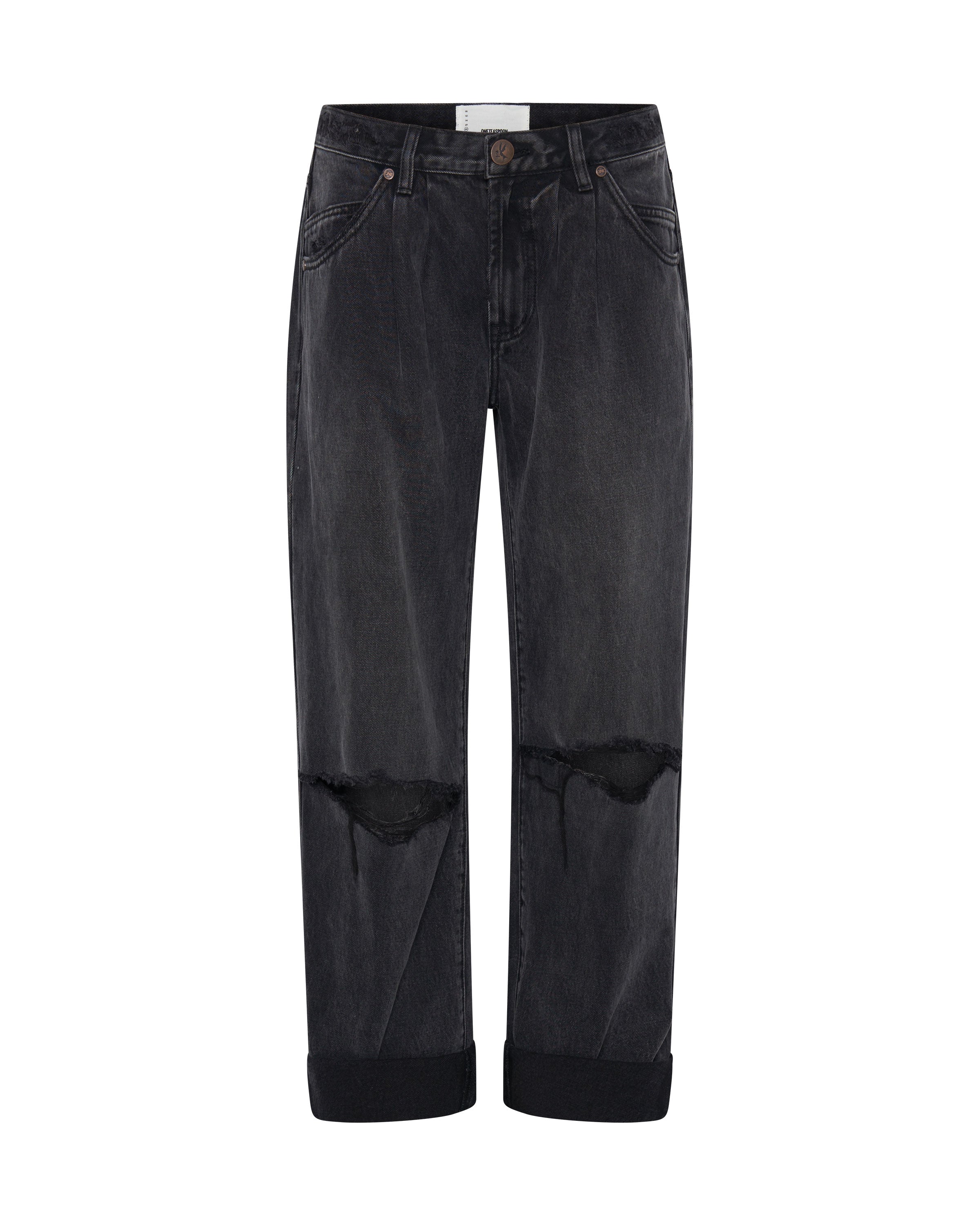 Smiths Low Waist Wide Leg Denim Jeans - Faded Black | One Teaspoon USA
