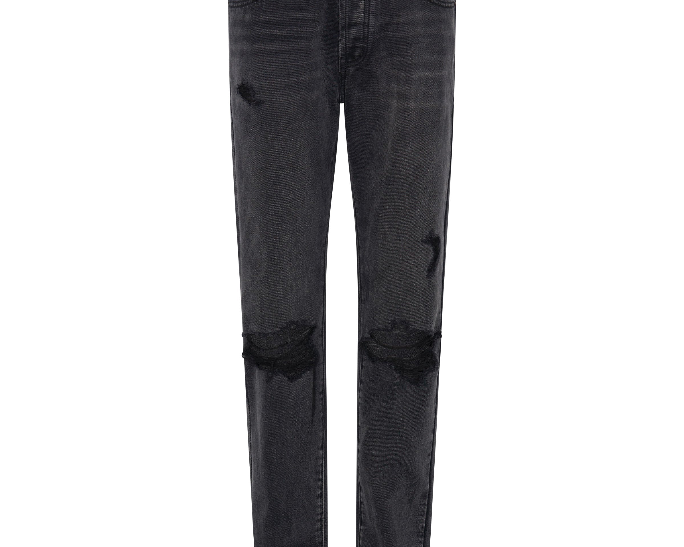 Truckers Mid Waist Straight Leg Denim Jeans - Faded Black