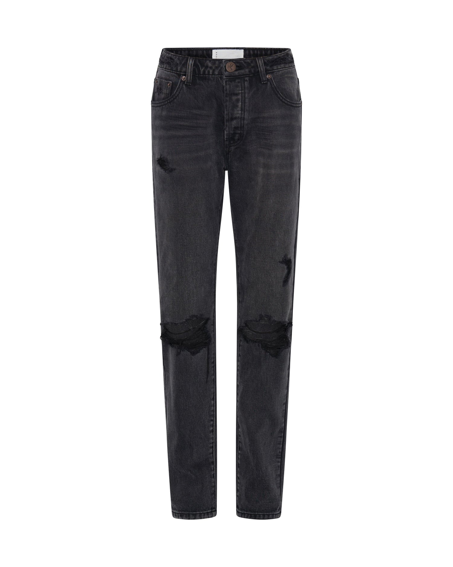 Products Truckers Mid Waist Straight Leg Denim Jeans - Faded Black