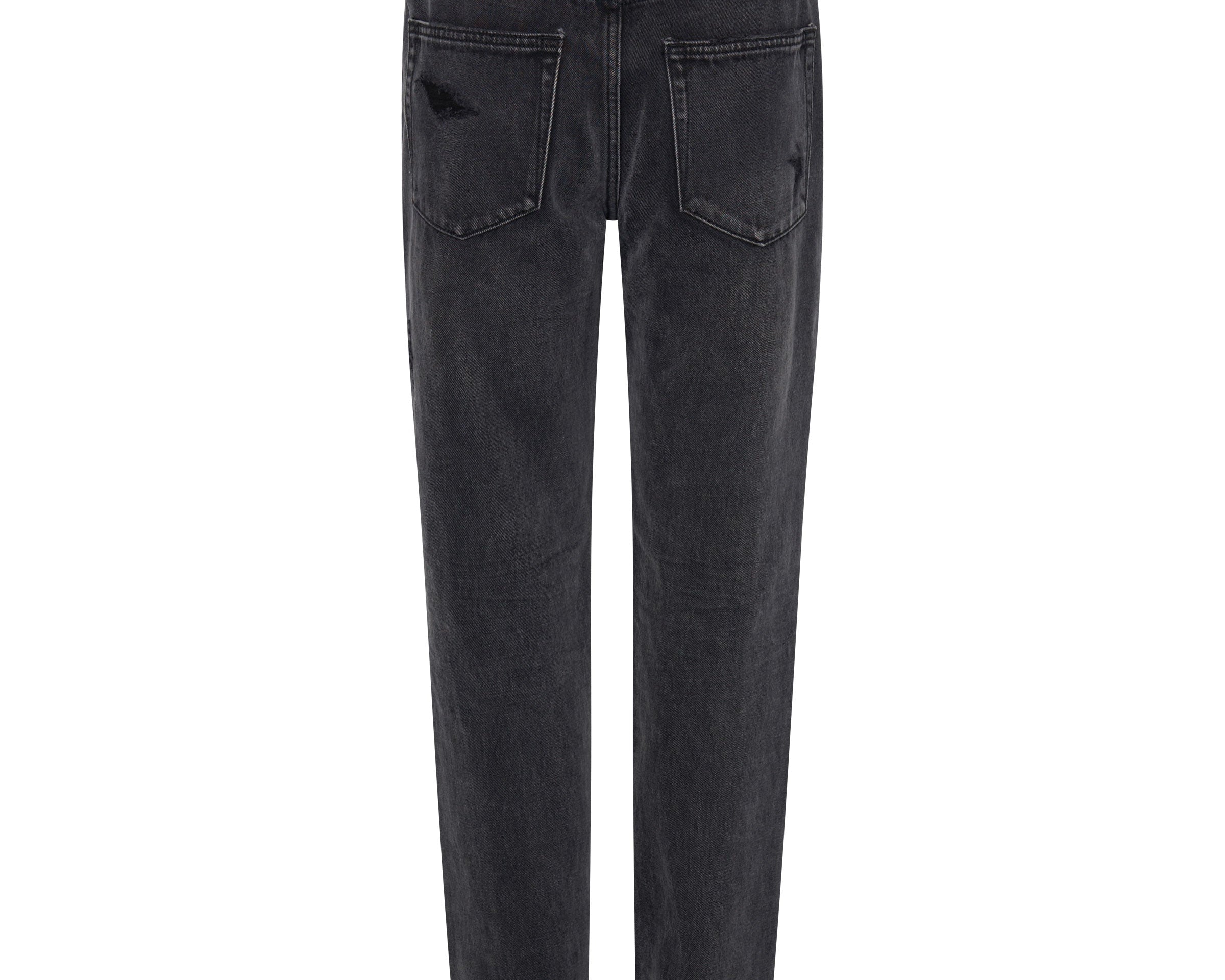 Truckers Mid Waist Straight Leg Denim Jeans - Faded Black