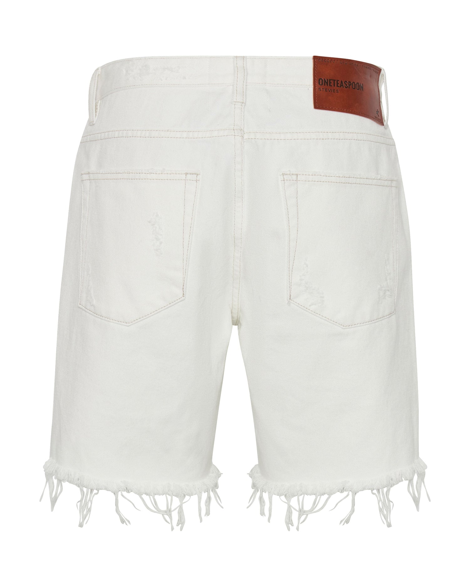 White Denim Stevies Low Waist Waist Long Length Boyfriend Denim Shorts - White Beauty