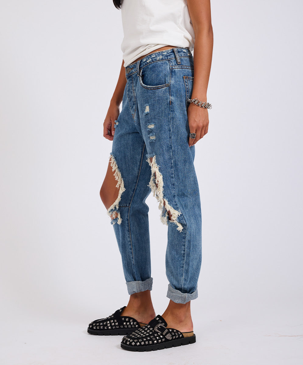 【One Teaspoon】Saints ローウエスト・ボーイフレンドデニム Saints Low Waist Boyfriend Denim Jeans - Montana | One